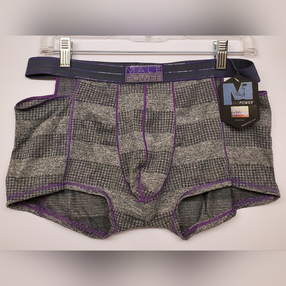 Male Boxer Brief Large 36/38 Gray Purple by Male Power
